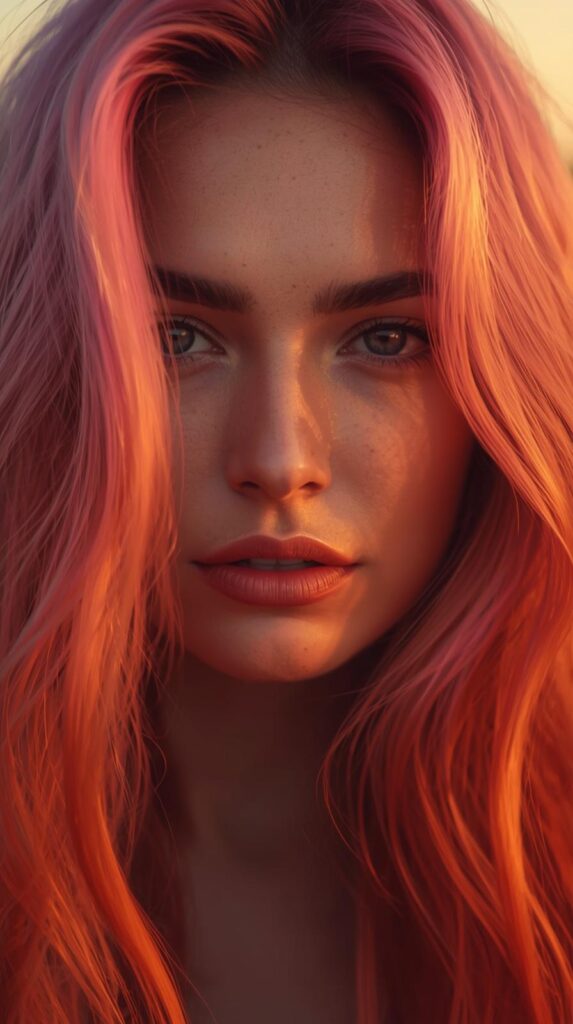 Sunset Blend Pink and Orange Summer Hair