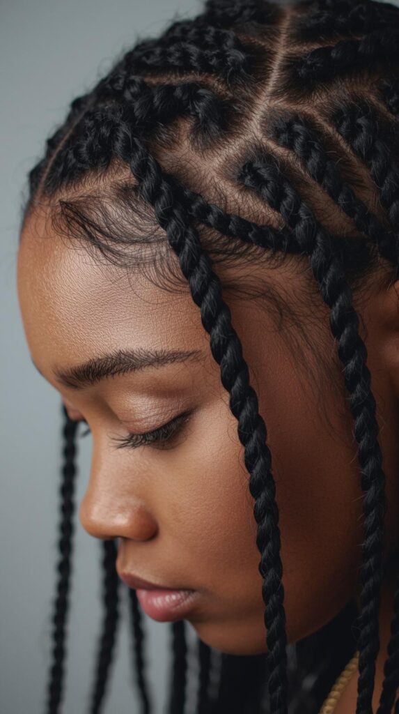 Knotless Braids with Zig-Zag Parting
