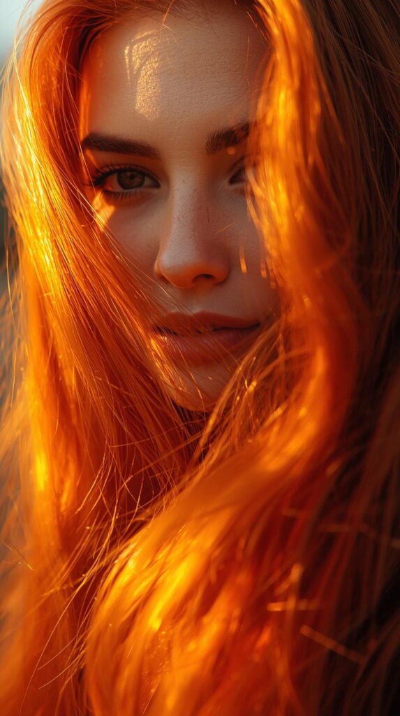 Long Summer Orange Copper Hair