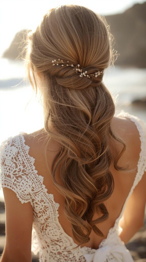Sleek Beach Wedding Hairstyles for Long Hair