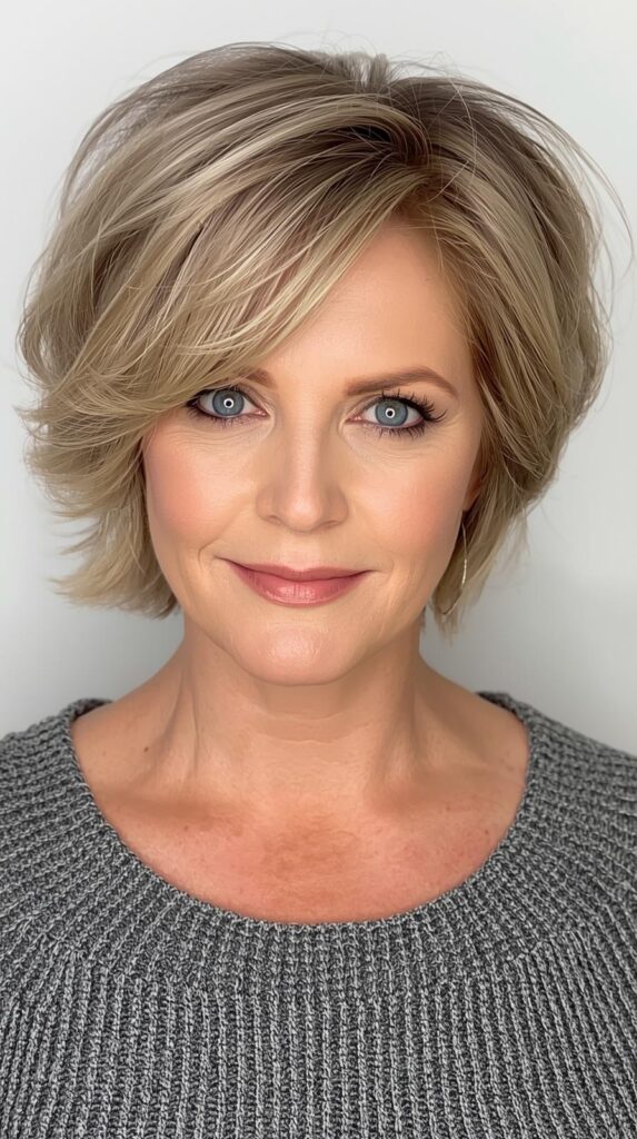 Feathered Chin Length Pixie Bob for Mature Women