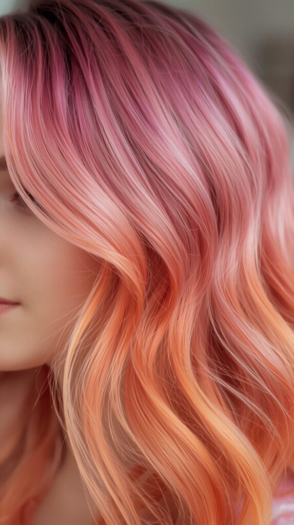 Pastel Pink and Orange Summer Hair