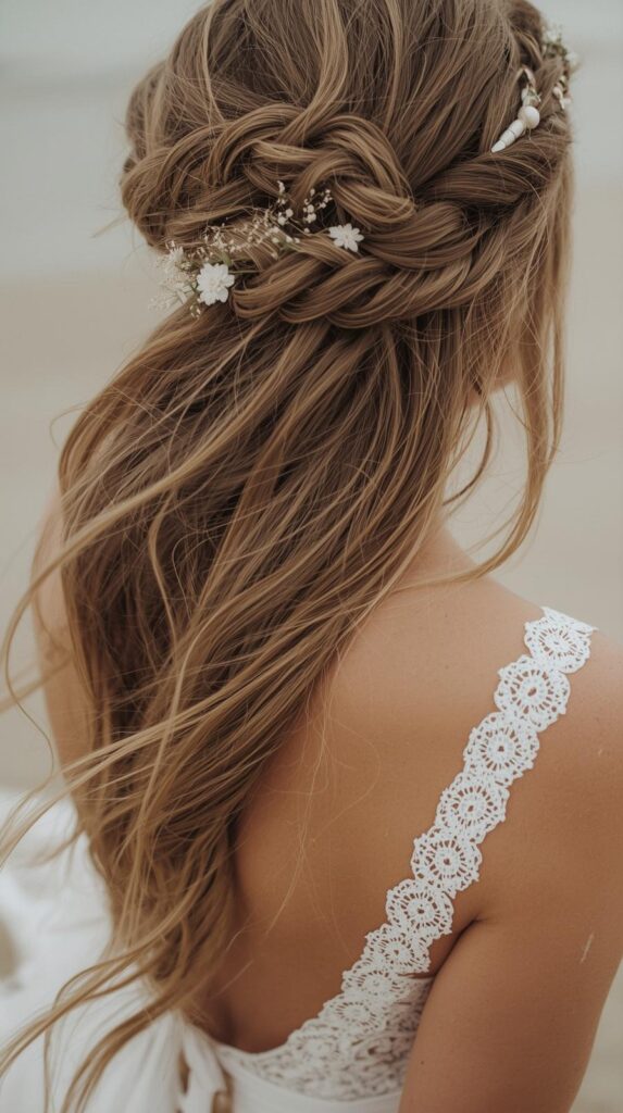 Boho Braided Beach Wedding Hairstyles for Long Hair