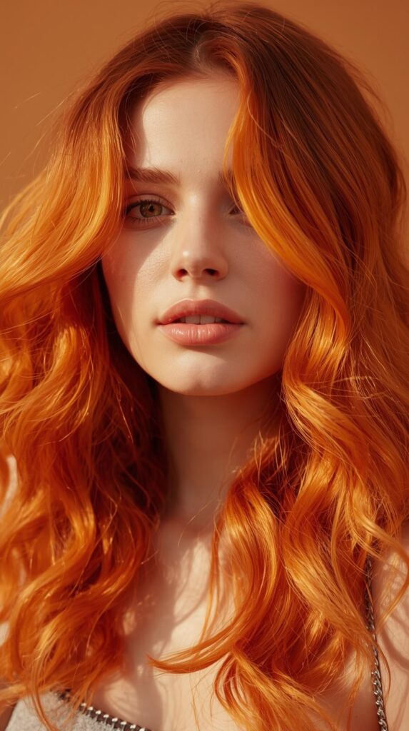 Bright Summer Orange Copper Hair with Waves