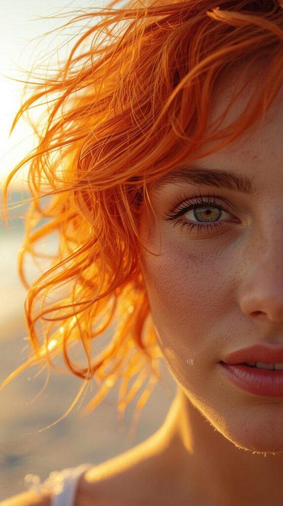 Cool Summer Orange Hair with Beach Waves