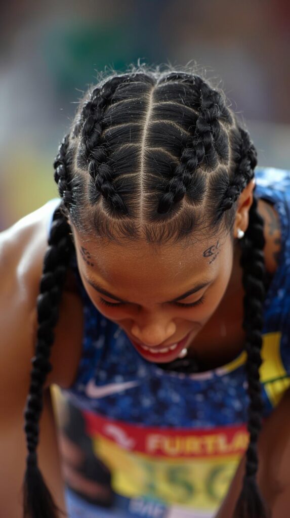 Double Braided Athletic Hairstyles for Sports

