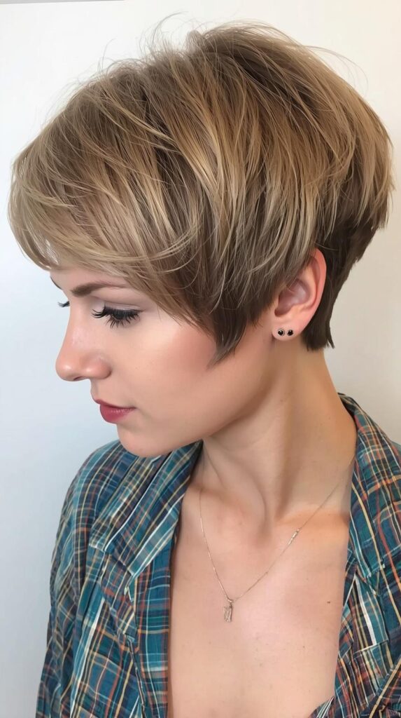 Layered Chin Length Pixie Bob for Fine Hair