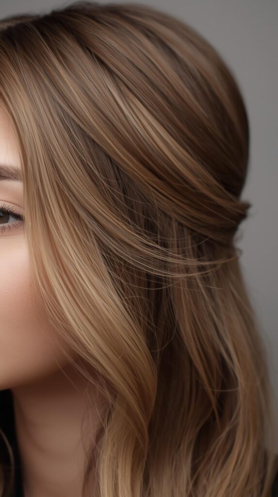 2. Sleek Half Up with Crimped Ends