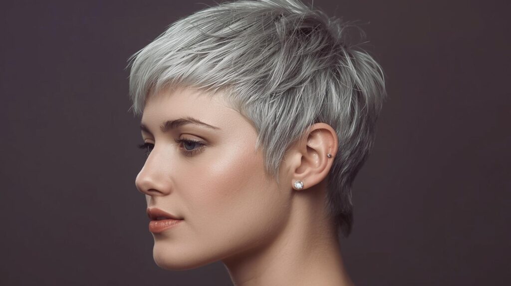 Textured Silver Fox Pixie Cut for Fine Hair
