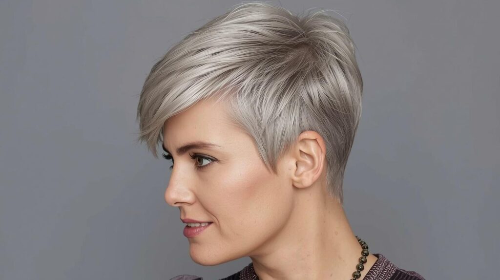 Choppy Silver Fox Pixie Cut with Volume