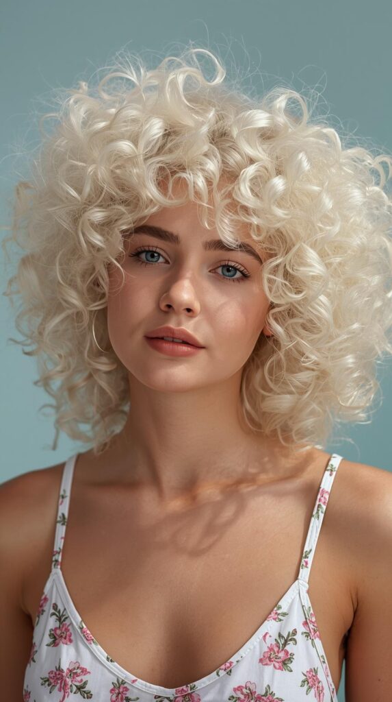 Curly Cool Summer White Hair