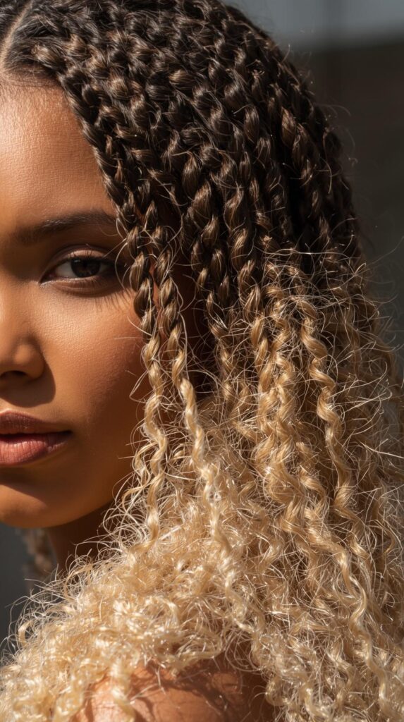 Knotless Braids with Curly Ends