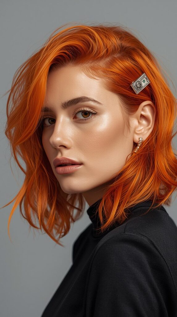 Cool Summer Orange Hair with Money Piece