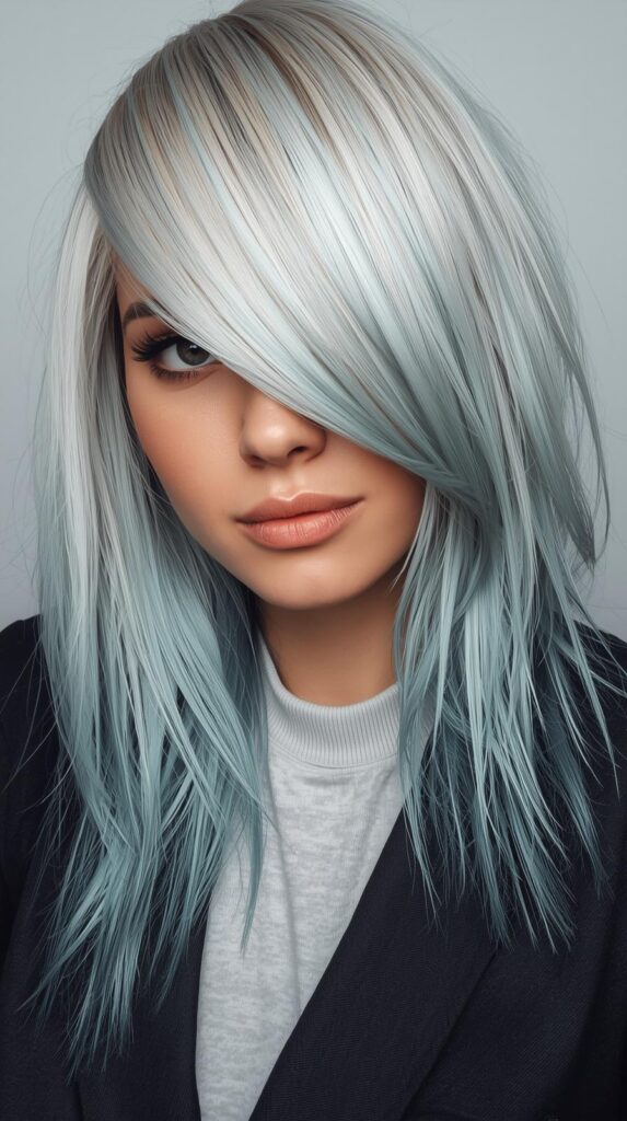 cool summer white hair with money piece