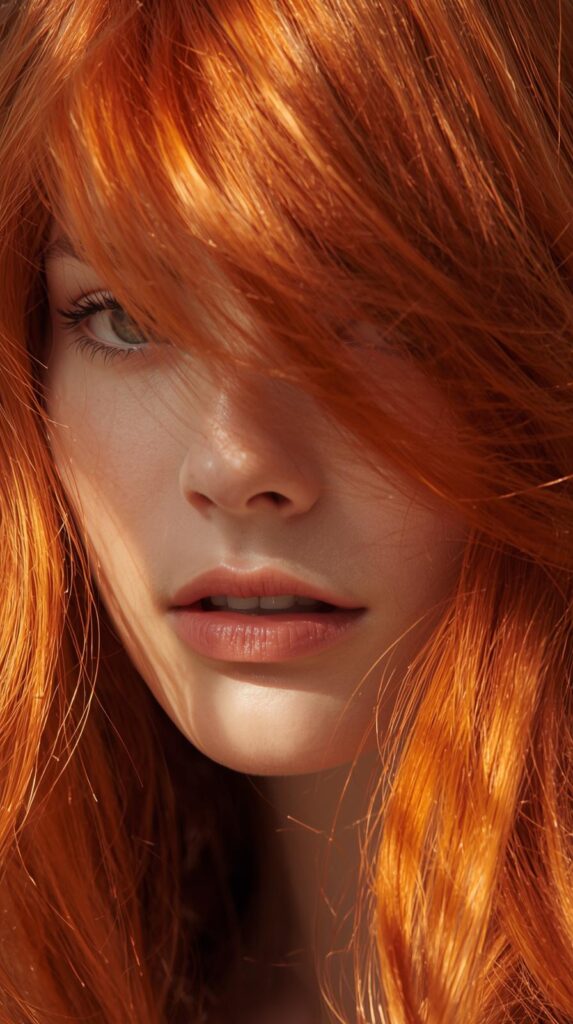 Summer Orange Copper Hair with Face-Framing Highlights