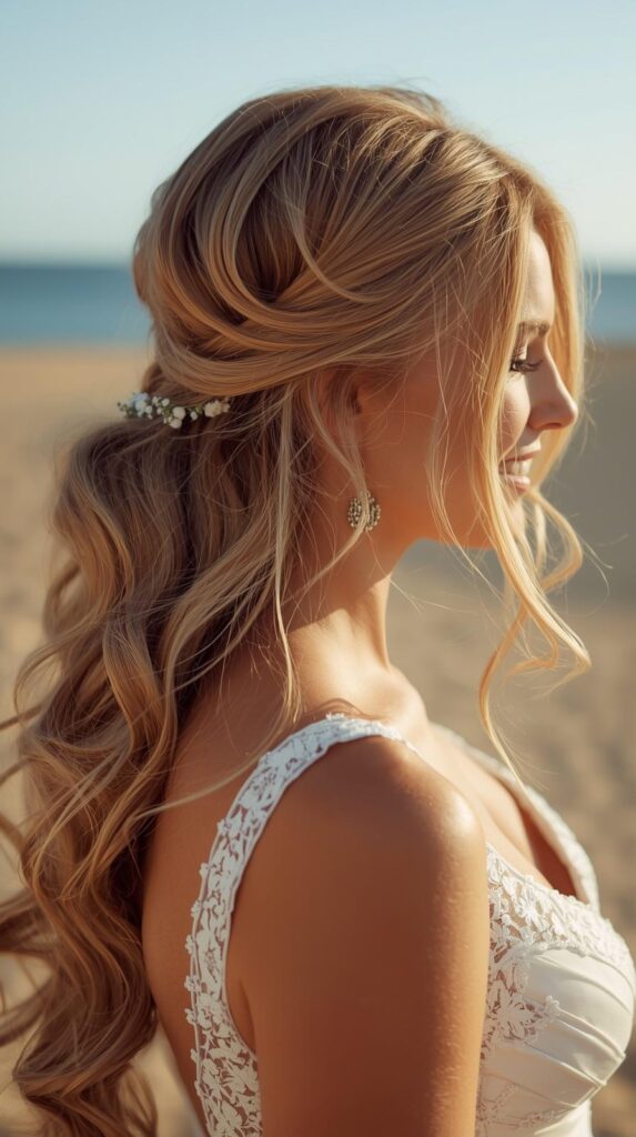 Ponytail Beach Wedding Hairstyles for Long Hair
