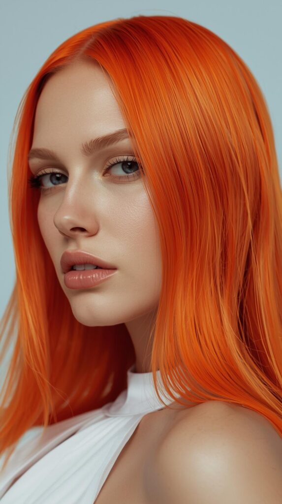 Sleek Cool Summer Orange Hair