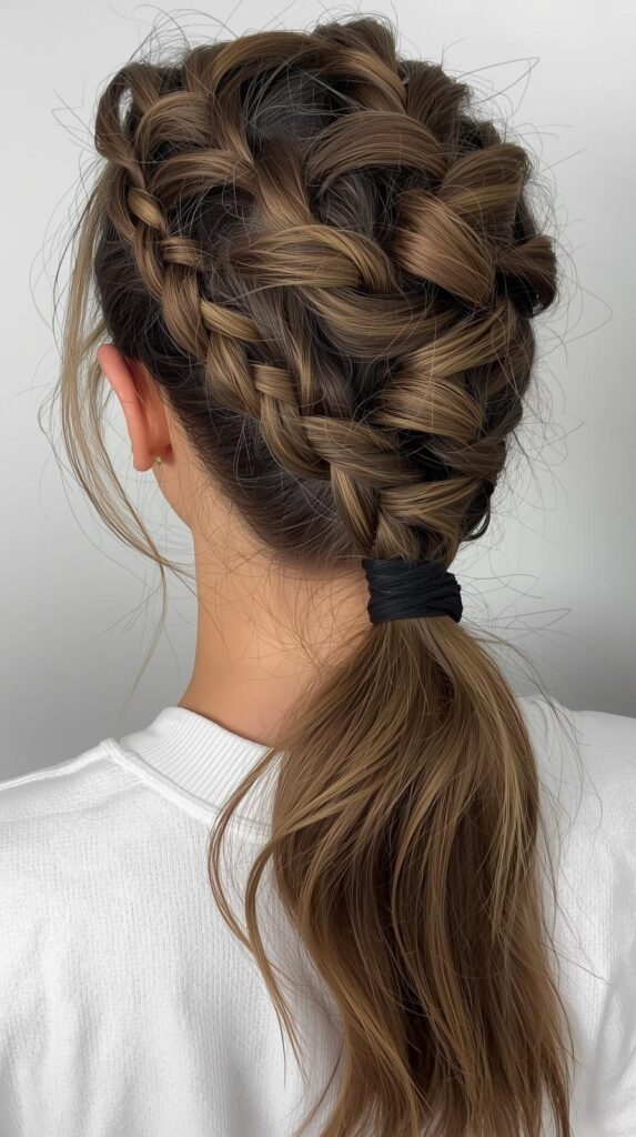 Low Braided Athletic Ponytail for Sports