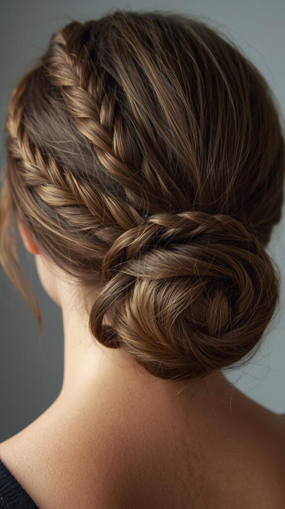 Low Bun Knotless Braids with Face-Framing Pieces