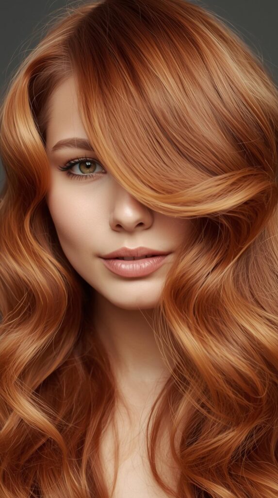 Wavy Summer Orange Copper Hair with Money Piece