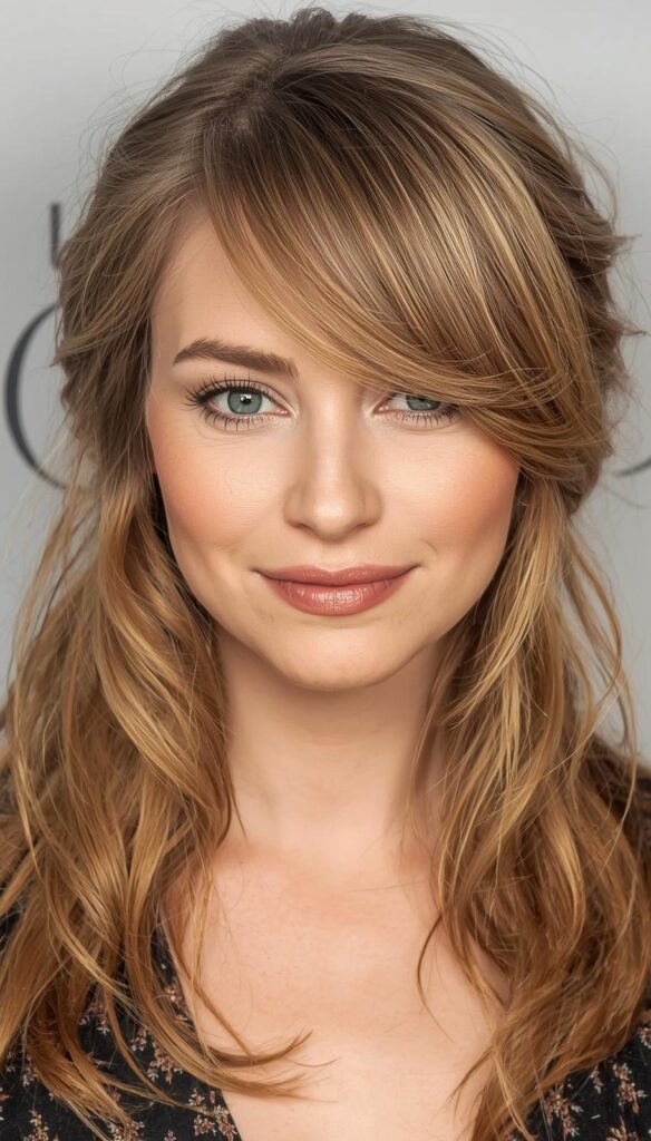 Half Up with Side Swept Bangs