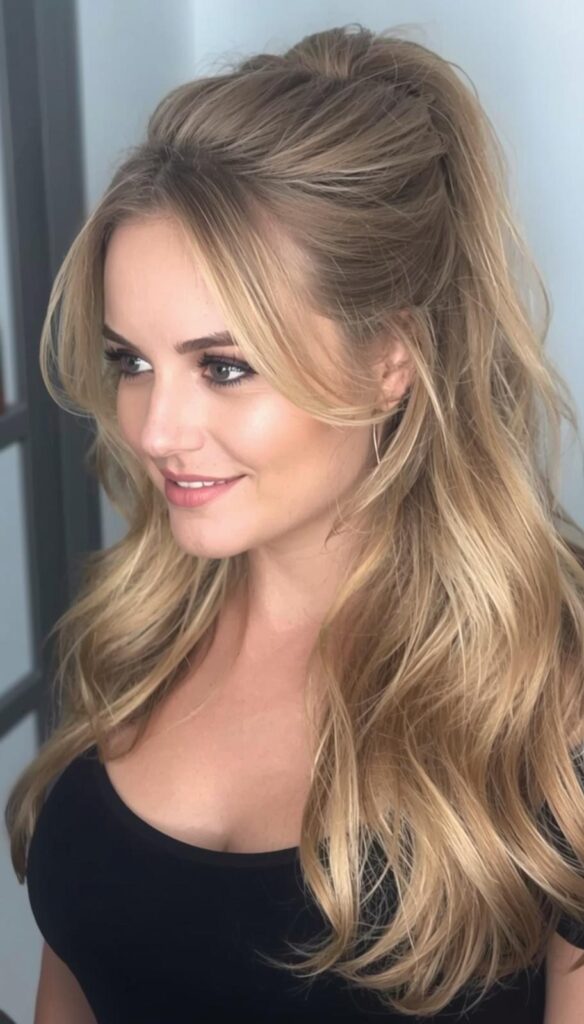 Half Up Ponytail with Face-Framing Tendrils