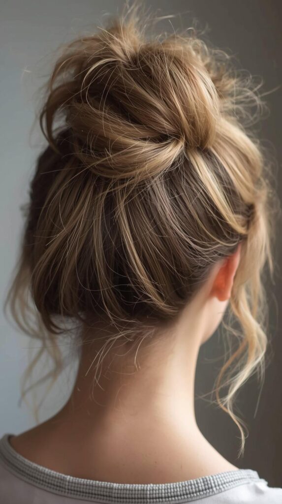 Messy High Bun Cute Fast Summer Hairstyles
