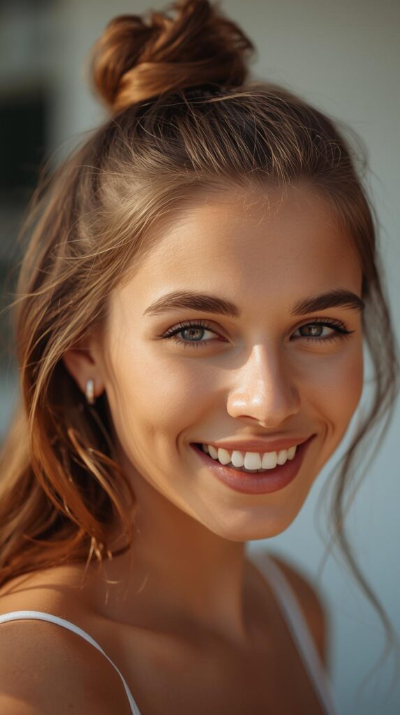 Half-Up Top Knot Cute Fast Summer Hairstyles