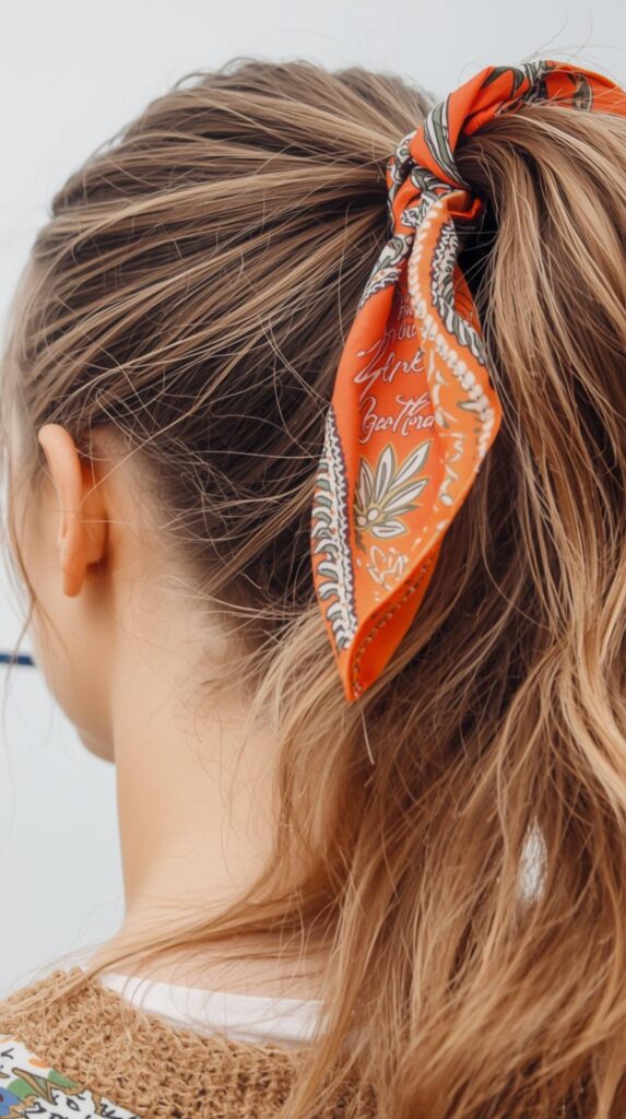Scarf Ponytail Cute Fast Summer Hairstyles