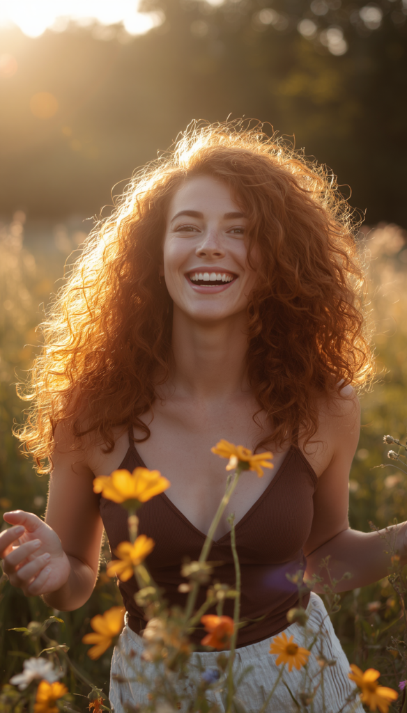 Curly Summer Red and Brown Hair
