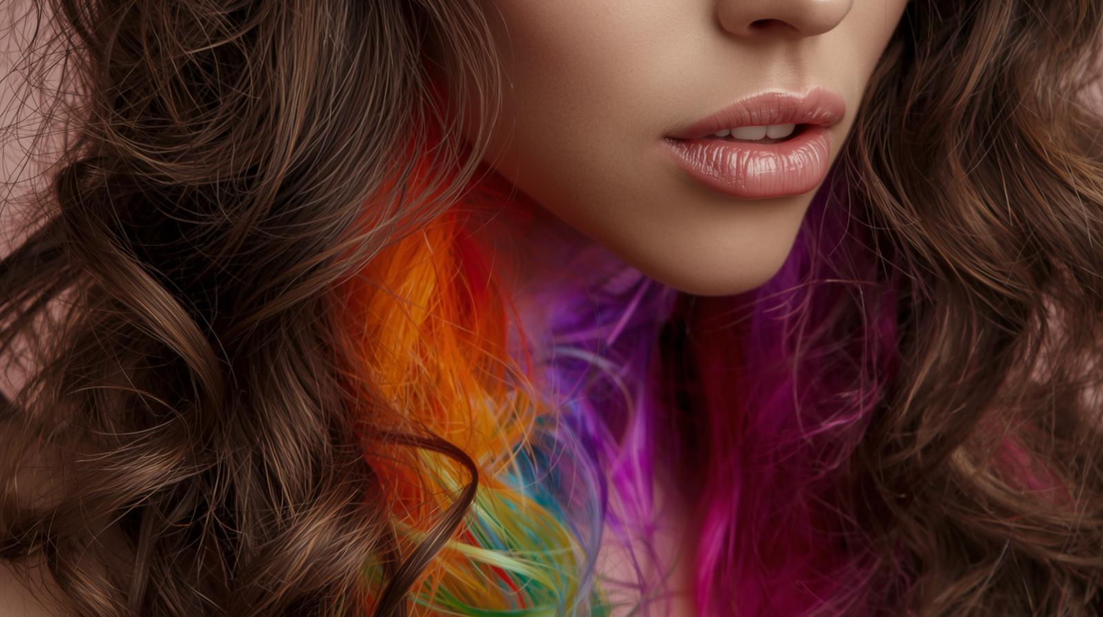 Rainbow Peekaboo Under Curly Layers